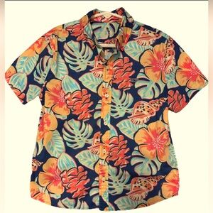 EUC Vineyard Vines Boys Size 7 Tropical Floral Shirt Button Down Short Sleeve